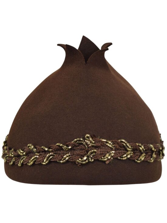 An Original by Dayire Petal Hat Tulip Lotus Cloche Brown Felt Crown 50\'s-60\'s main image 6